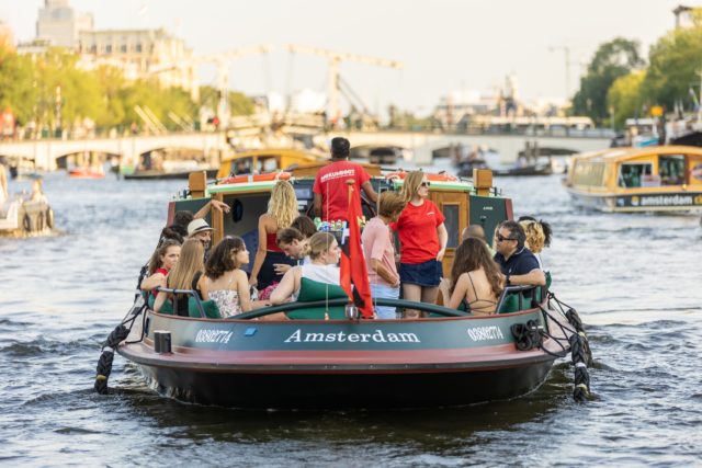 Mokumboot tugboat near the Magere Brug in Amsterdam